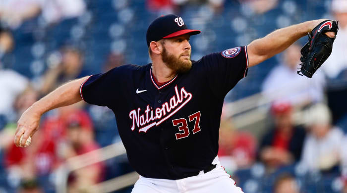 Nationals starting pitcher Stephen Strasburg delivers a pitch during a game against the Orioles.